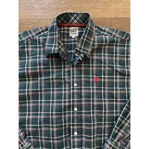 Cinch‎ Shirt Mens Medium Green Red Plaid Button Down Long Sleeve Western Rodeo